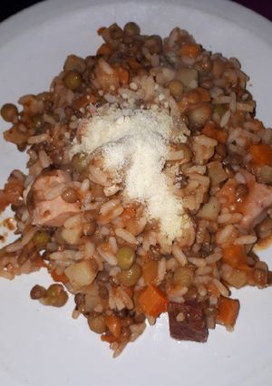 Una foto de Lentejas con arroz