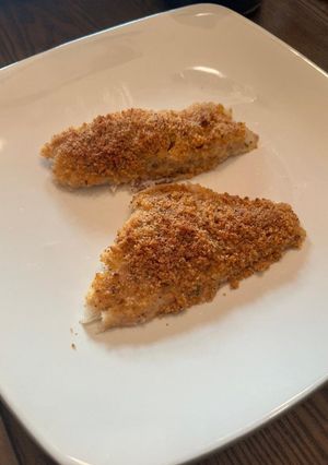 A picture of Oven-Baked Haddock with Garlic-Parmesan Breadcrumb Crust.