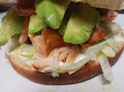 A picture of smoked salmon with avocado