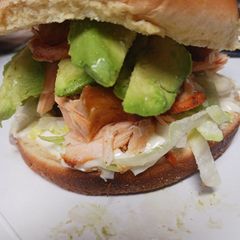 A picture of Smoked salmon sandwich w/avocado.