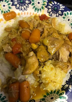 A picture of Instant pot Portuguese Chicken and Rice.