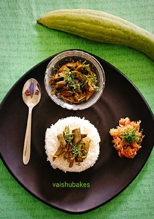 A picture of Sponge Gourd Curry/ गिलक्यांची भाजी.