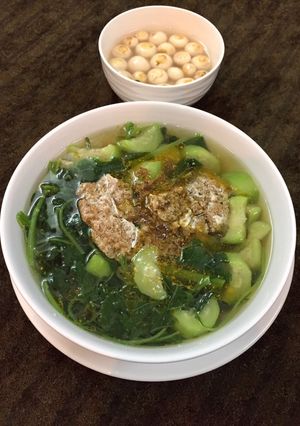 Hình của món Canh cua rau dền mướp.