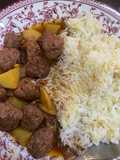 كفتة وبطاطا بالطنجرة مع رز بالشعيرية