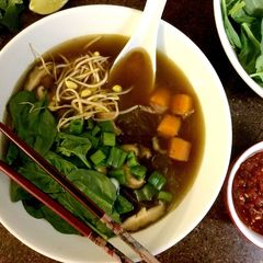 A picture of Vegetarian Pho (Vietnamese Noodle Soup).