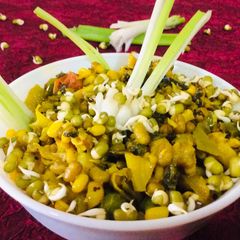 A picture of Sprouts and green onion sabji.