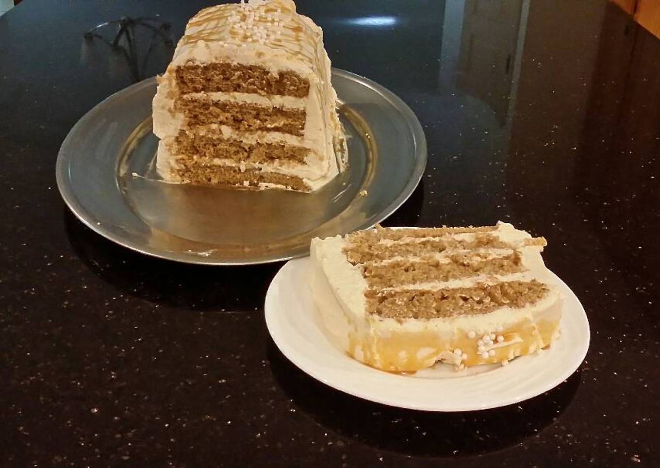 Apple Spice Layer Torte with Caramel Mousse Filling and Frosting