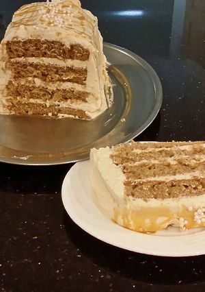 A picture of Apple Spice Layer Torte with Caramel Mousse Filling and Frosting.