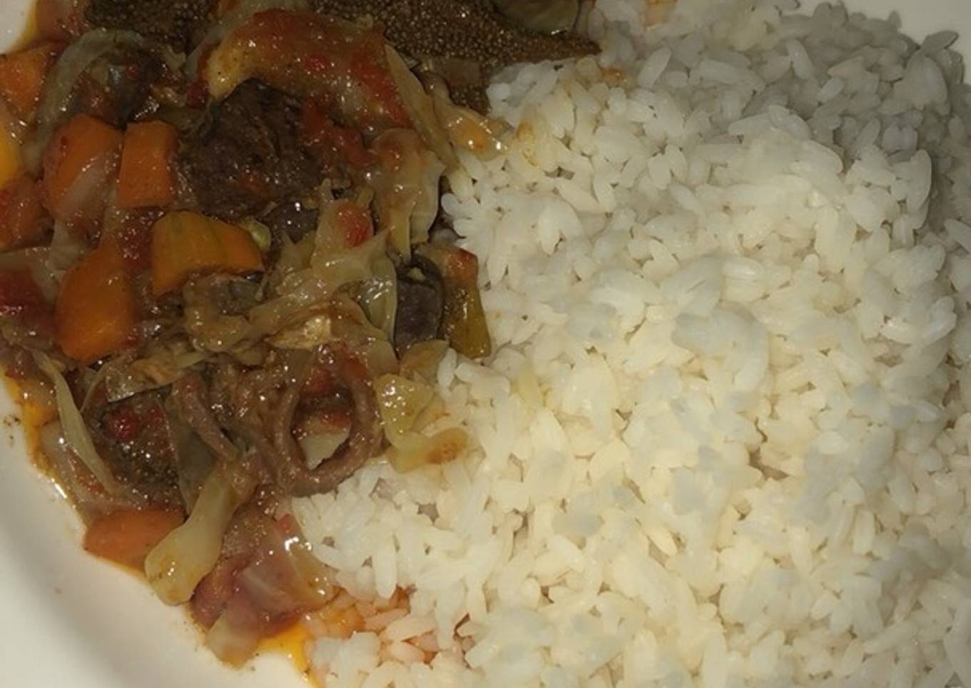 Rice with vegetable soup & orisirisi