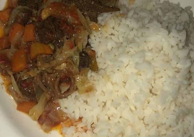 Rice with vegetable soup & orisirisi