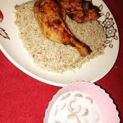كبسه الدجاج بالقرفه 🍚🍗 بصوص الزبادي بالزيتون والثوم-レシピのメイン写真