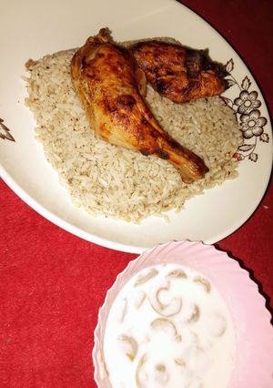 صورة لوصفة كبسه الدجاج بالقرفه 🍚🍗 بصوص الزبادي بالزيتون والثوم