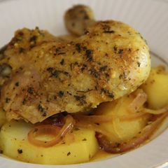 A picture of Lemony Garlic Chicken and Potatoes.
