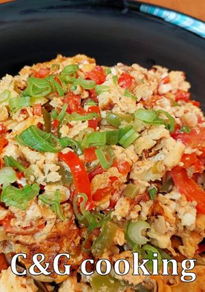 A picture of Perivoli C&G Strapatsada (Greek Scrambled Eggs with Vegetables).