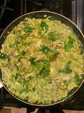 Leek and onion cous cous w pesto sauce