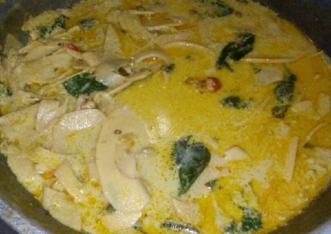 Standar Cara  memasak Santan rebung daun kacang,+ kacang hijau yang spesial