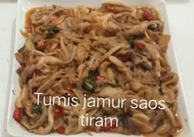 Tumis jamur merang saos tiram