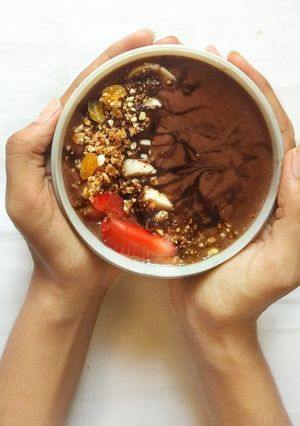 A picture of Chocolate banana and almond smoothie.
