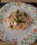 Espagueti Alfredo con pollo