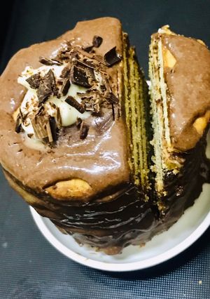 A picture of Mcvities digestive chocolate fondant tower cake.