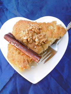 A picture of Ravani (Semolina Cake with Cinnamon Syrup).