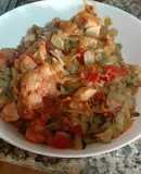 Wok de verdura, pencas y pisto