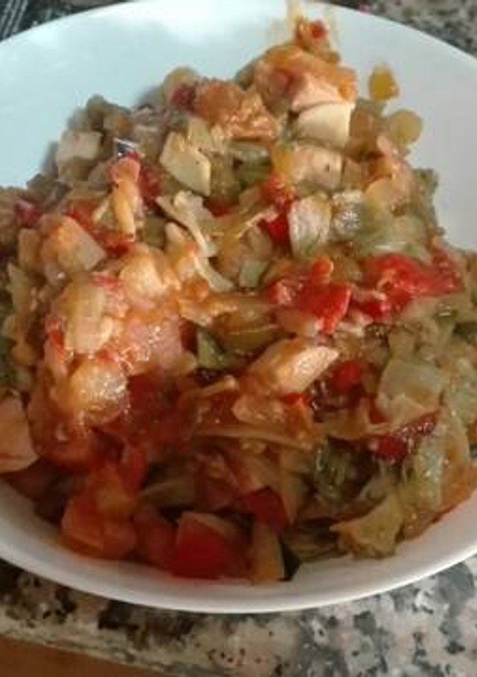 Una foto de Wok de verdura, pencas y pisto