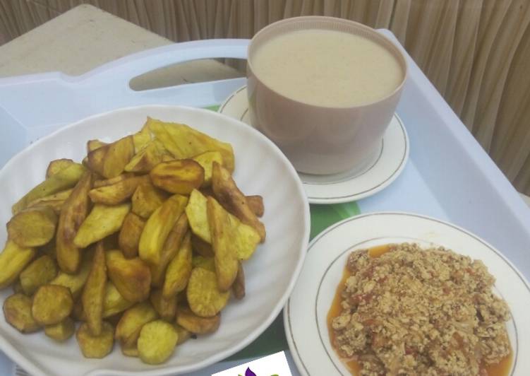 Recipe of Appetizing Fried potato with tofu sauce and kunun alkama Cooking Basics for Newbies