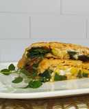 Omelette de acelga, queso de cabra y choclo
