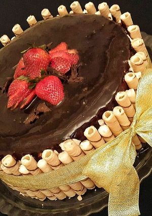 عکسی از دستور کیک شکلاتی با روکش گاناش