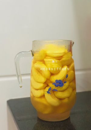 Hình của món Trà đào hạt chia.