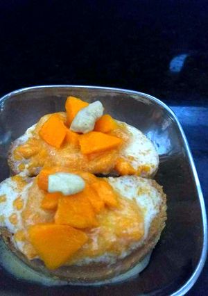 A picture of Shahi tukda in mango flavor.