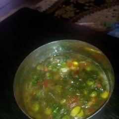 A picture of Mix vegetables soup.