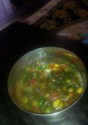 A picture of Mix vegetables soup.