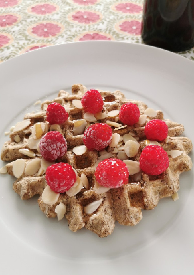 Una foto de Waffles de cebada y avena