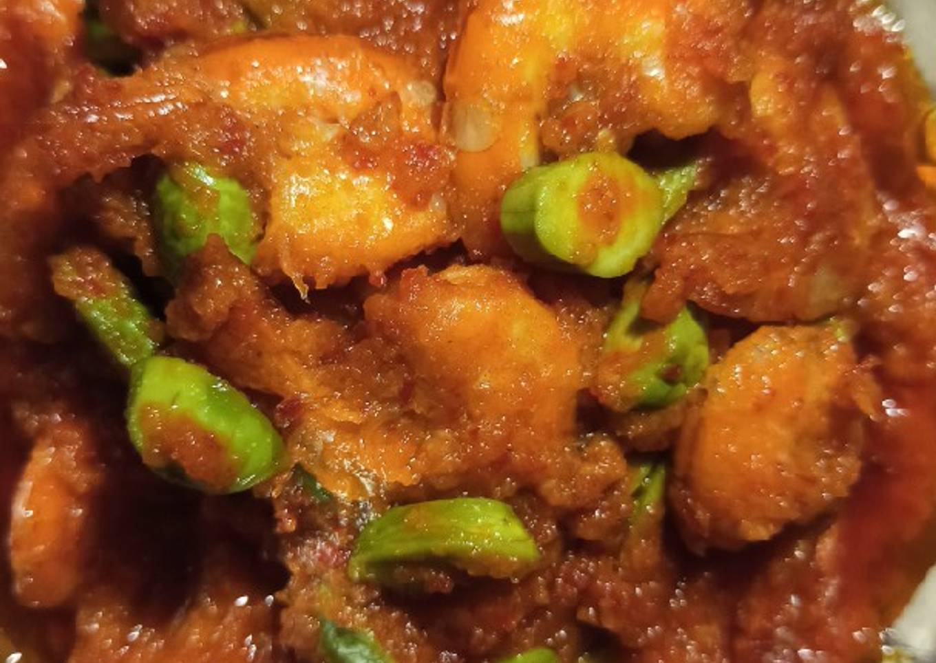 Udang pete balado pedas