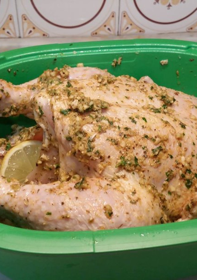 Una foto de Pollo macerado al microondas
