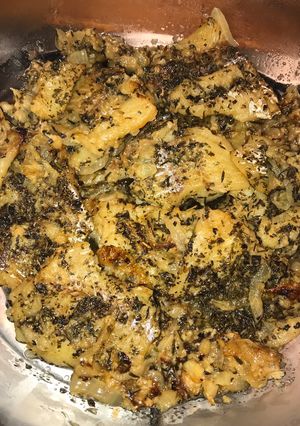 Sütőben sült zöldfűszeres alaszkai tőkehalfilé recept fotója