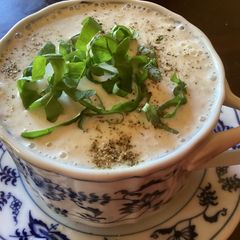 A picture of California Farm Cold Lemon Cucumber Soup.
