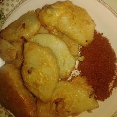 A picture of Fried yam with egg.