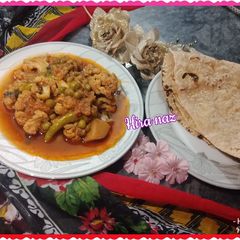 A picture of Mix Vegetable Sabzi with Roti..