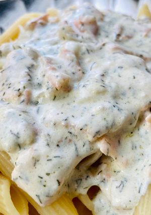 Une photo de Pâtes au saumon