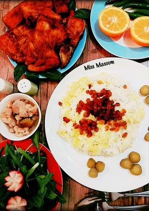 عکسی از دستور ماهی و کته زعفرانی