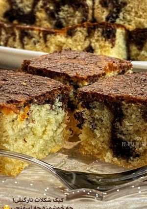 عکسی از دستور کیک نارگیلی شکلاتی🥧