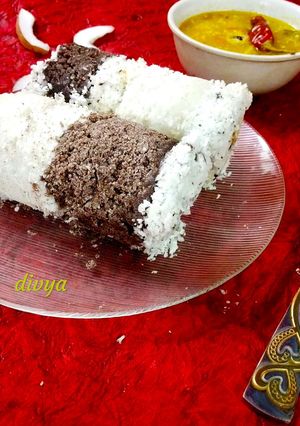A picture of Ragi arsi flour puttu.