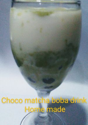 Foto resep Choco matcha boba drink Homemade