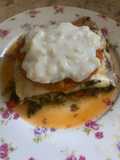 Lasaña de acelga, jamón y muzzarella