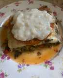 Lasaña de acelga, jamón y muzzarella