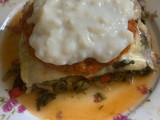 Lasaña de acelga, jamón y muzzarella