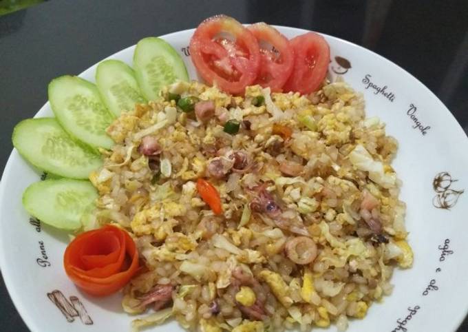 Nasi goreng shirataki cumi asin DEBM